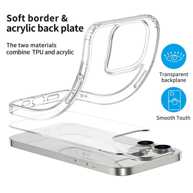 High Quality Acrylic + TPU Hybrid Transparent Magsafe Case For IPhone 15 Series High Quality Acrylic + TPU Hybrid Transparent Magsafe Case For IPhone 15 Series